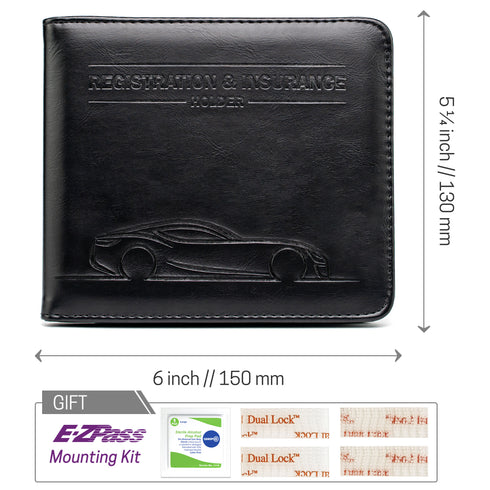 CANOPUS Car Registration and Insurance Holder, Magnetic Closure, Embossed Card Document Holder, Vehicle Glove Box Organizer